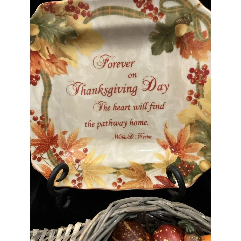 222 Fifth Autumn Family Celebration 10in Serving Dish & Thanksgiving Cornucopia